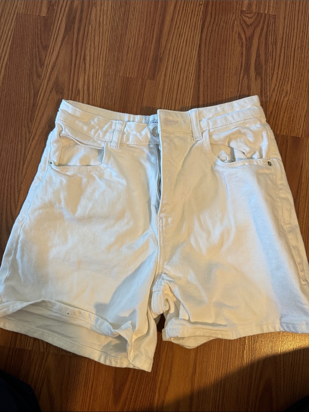 Zara White Denim High-Rise Jean Shorts